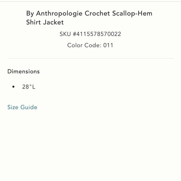 Anthropologie Crochet Scallop Hem Shirt Jacket in Ivory NWOT - Picture 4 of 8